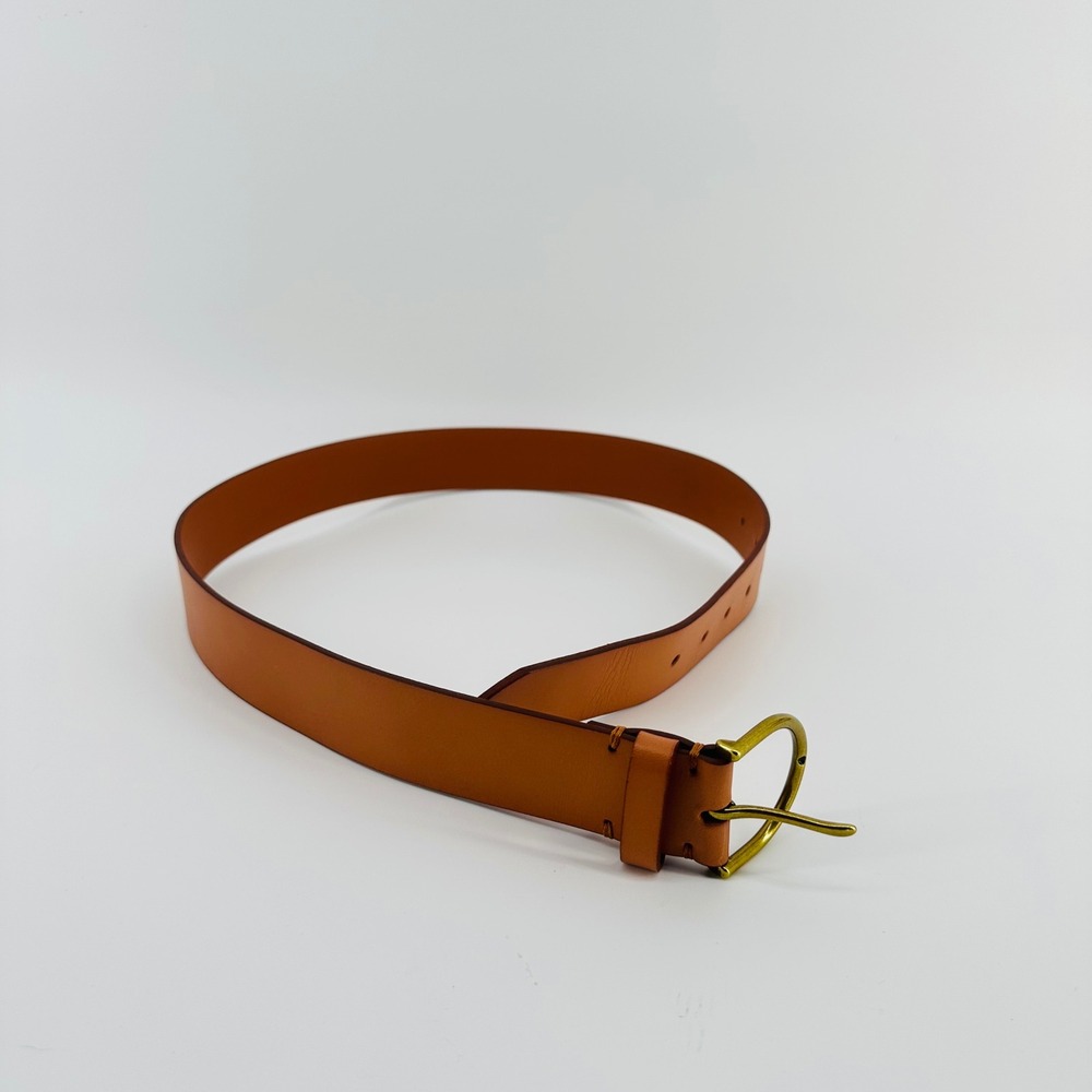 American Eagle Classic Leather Belt Cognac Tan Brass Buckle Size Small